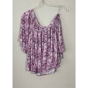 Free People Ocean Avenue One Shoulder Flowy Blouse Festival Print Resort Small